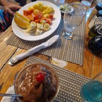 Homemade banana ice cream and salad fruit at Riviera Punta Cana in Punta Cana