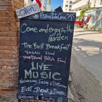 Outdoor board "vegan food" at Riviera Punta Cana in Punta Cana