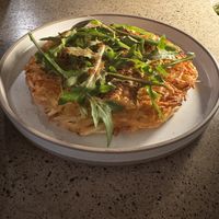 Vegan jeon made of corn, potato and sweet potato   at Ggulggeok House - 꿀꺽하우스 in Busan