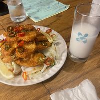 The tofu dish was massive and delicious! (Sorry we didn't love the rice wine)  at Ggulggeok House - 꿀꺽하우스 in Busan