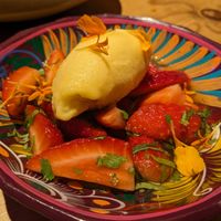 Dessert with cilantro at Frida in Tarragona