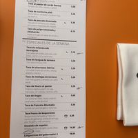Marked menu  at Frida in Tarragona