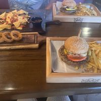 Plant based burger, onion rings, and nachos (with no sour cream and cheese)  at Wild West in Sharm El Sheikh