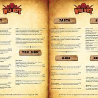 Menu  at Wild West in Sharm El Sheikh