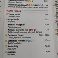 all vegan options, the signs for the vegetables are wrong at Toro Tapas Ronda in Ronda