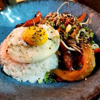 This egg might look and taste real, but it's vegan! at Sashimi in Haifa