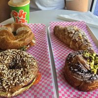 2 bagels and 2 pastries and 2 hot drinks at Okja - Kloof in Cape Town