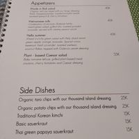Menu at Taksu Galeria in Ubud