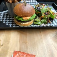 Chickpea burger  at Invitation V in Montreal