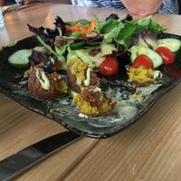 Delicious falafel at Invitation V in Montreal