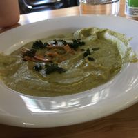 Broccoli cream soup at Invitation V in Montreal