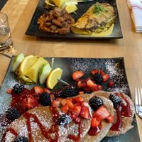 Brunch (Restaurant) - pancakes & omelette  at Invitation V in Montreal