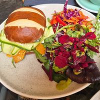 Vegan pretzel sandwich at The Salisbury Orangery in Salisbury