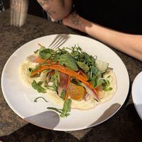 Vegan carpaccio - from the seasonal menu. The white sauce is very sweett  at Vintage Tavern in Port Huron