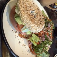 Vegan ham bagel #Veganuary at The Green Kitchen in Playa Del Carmen