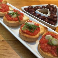 Bruschetta and olives at Konoba Mareta in Korcula