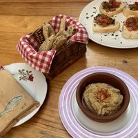 Houmous and bruschetta  at Konoba Mareta in Korcula