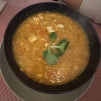 Starter: Corn & vegetable soup with tofu  at Kaizen Vegetariano in Torrevieja