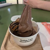 dark chocolate soft ice with snickers energy balls at Thank You Cup - Siam Paragon in Bangkok