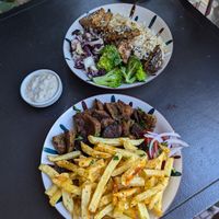 gyros meal, tempeh meal at Veganistan in Athens