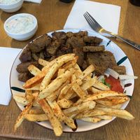 Gyro seitan platter   at Veganistan in Athens