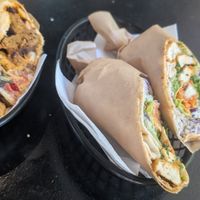 Seitan wrap (left), tofu wrap (right) at Veganistan in Athens