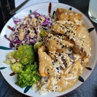 Tempeh meal at Veganistan in Athens