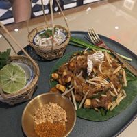 Vegan pad thai (tofu with glass noodles) at Vegan Mahanakhon in Bangkok
