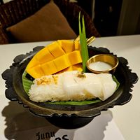 Mango sticky rice at Vegan Mahanakhon in Bangkok