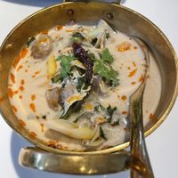 Spicy Banana blossom coconut curryy  at Vegan Mahanakhon in Bangkok