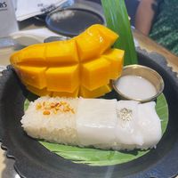 mango and sticky rice   at Vegan Mahanakhon in Bangkok