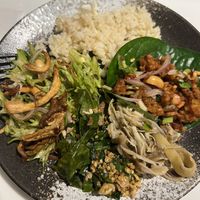 everything on my little plate!  at Vegan Mahanakhon in Bangkok