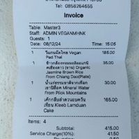 bill at Vegan Mahanakhon in Bangkok