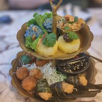 Assorted appetizers at Vegan Mahanakhon in Bangkok