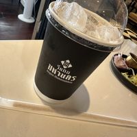 Takeaway Thai coffee - yum!  at Vegan Mahanakhon in Bangkok