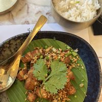 Pork belly   at Vegan Mahanakhon in Bangkok