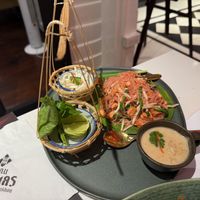 Stir-fried vermicelli with coconut milk at Vegan Mahanakhon in Bangkok