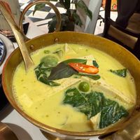 Green curry with tofu at Vegan Mahanakhon in Bangkok