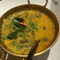 earthstar mushroom with climbing wattle curry  at Vegan Mahanakhon in Bangkok