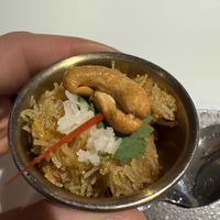 fried noodle topping at Vegan Mahanakhon in Bangkok