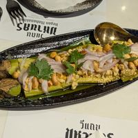 Eggplant salad at Vegan Mahanakhon in Bangkok