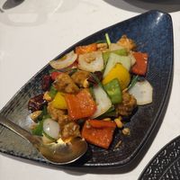 Sweet and sour chicken  at Vegan Mahanakhon in Bangkok