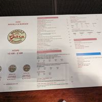 Menu at Gaia Masala & Burger in Denver