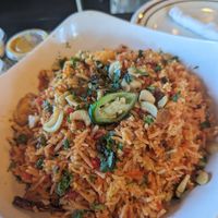 Tofu biryani at Gaia Masala & Burger in Denver