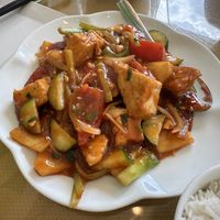 Vegan sweet and sour tofu  at Chay Restaurant in Falls Church