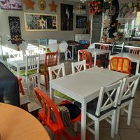 Indoor seating at Café Nimmersatt in Sanderau in Wurzburg