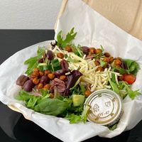 Mediterranean salad - where’s the crostini? (takeout) at Tim's Tavern in Seattle