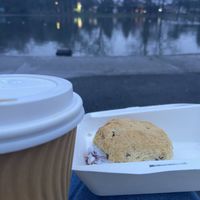 Scone and coffee  at The Green Goose in Glasgow
