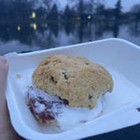 Vegan cherry scone  at The Green Goose in Glasgow