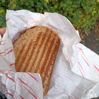 Cheese and sun-dried tomato pesto toastie at The Green Goose in Glasgow